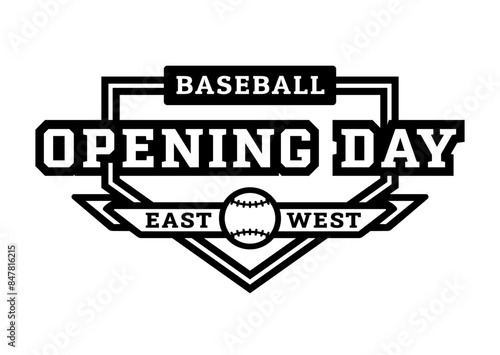Opening day, baseball logo, emblem.