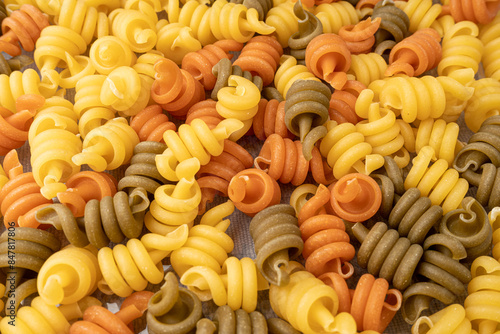 Raw Trottole Pasta, Dry Vesuvio Macaroni, Italian funghetto, Raw Noodle photo