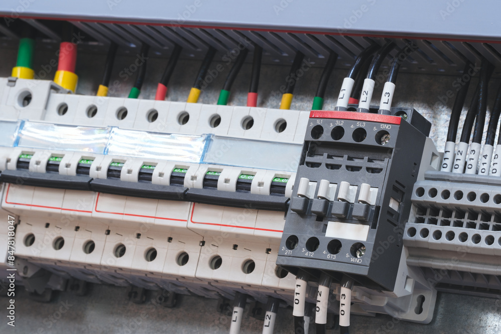 A black and white image of a power box with a white and black switch. The switch is labeled with numbers and letters A black and white image of a power box with a white and black switch. The switch is labeled with numbers and letters