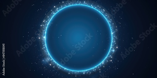 Fine circular light frame, with empty space in center on background with little detailed star light and hundred little points around