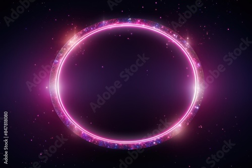 Fine circular light frame, with empty space in center on background with little detailed star light and hundred little points around