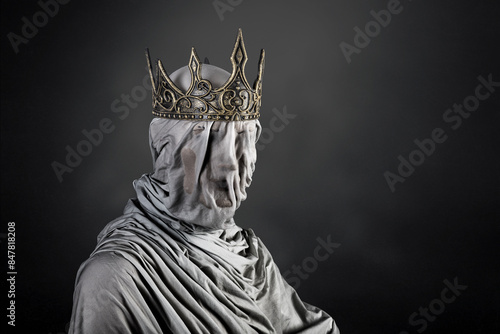 Ghost of a queen or king over dark misty background photo