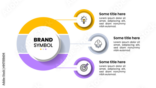 Infographic template. 3 circles with icons and text