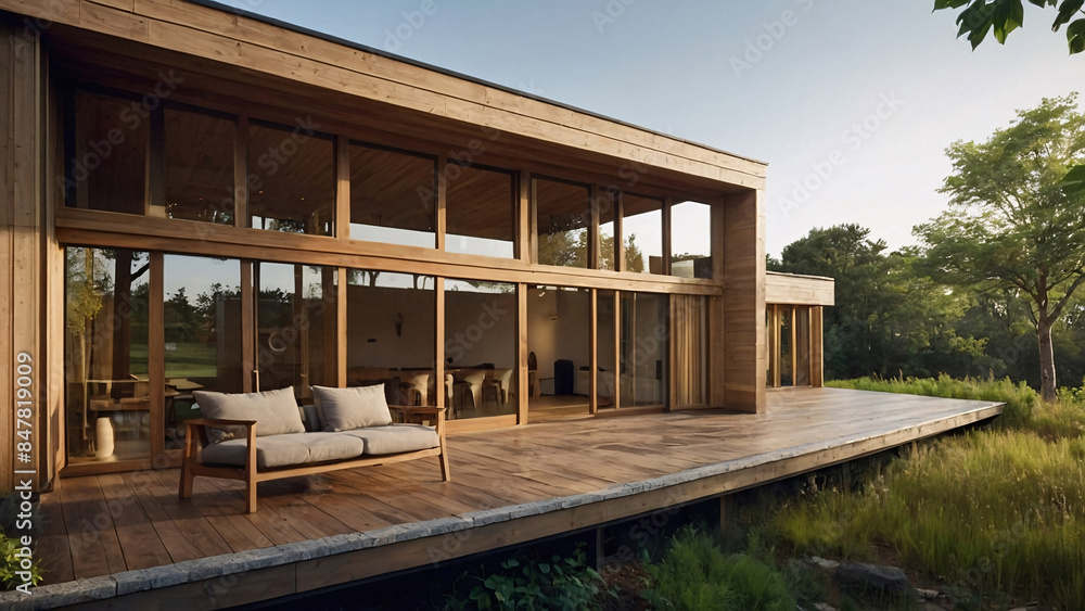 Obraz premium Eco-Friendly Homes in the vast wilderness 