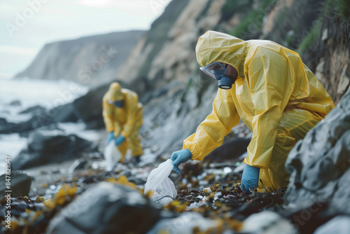 Volunteers in Protective Gear Clean the World's Dirtiest Beach, Tackling Pollution Crisis photo