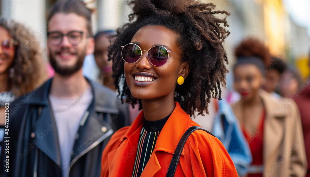 A street scene showing people from various ethnicities and fashion styles interacting and going about their day, diversity, urban life, street, fashion, culture A street scene showing people from various ethnicities and fashion styles interacting and going about their day, diversity, urban life, street, fashion, culture