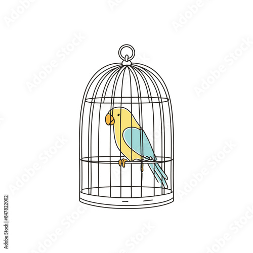 Illustration of simple parrot in a cage