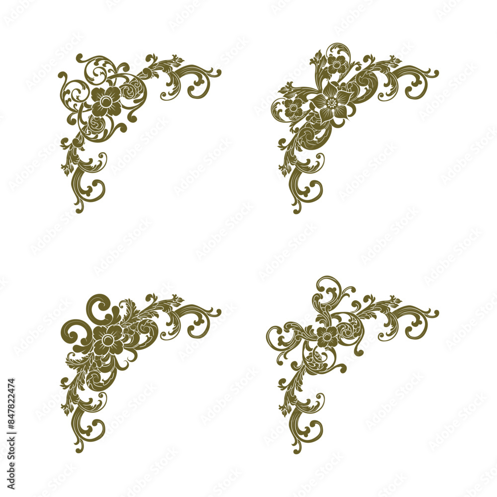 Fototapeta premium Classic Vitage Wedding Vector Ornaments Frames Separator Elements Classic Vintage Wedding Invitation Hand Drawn