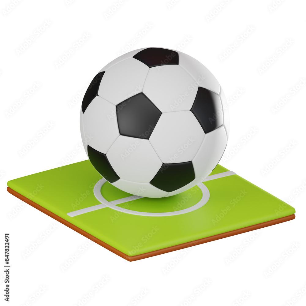 Soccer on the Green of Football Field. 3D Render Soccer on the Green of Football Field. 3D Render