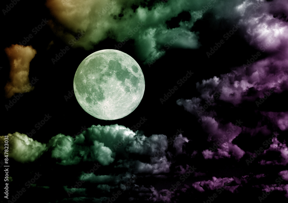 The moon in the night sky