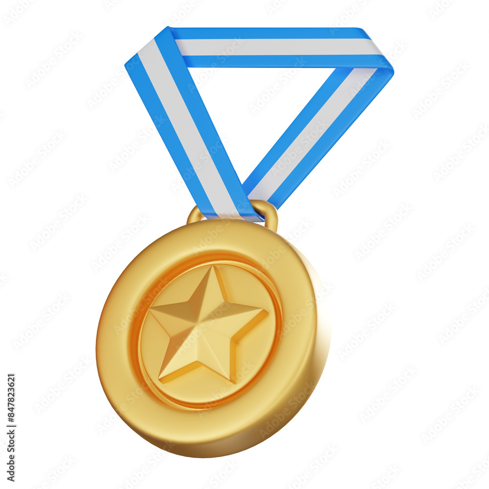 Victory Emblem, Star Medal for Winners and Champions. 3D Rende Victory Emblem, Star Medal for Winners and Champions. 3D Rende