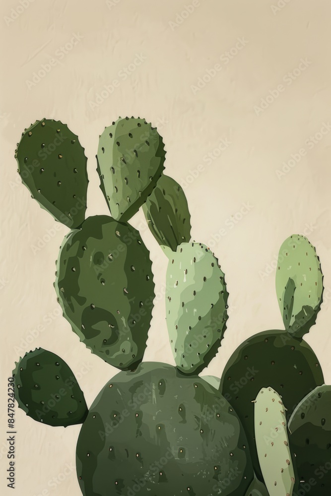 minimal cactus flat illustration in beige light green pastel trendy color palette copy space top minimal cactus flat illustration in beige light green pastel trendy color palette copy space top