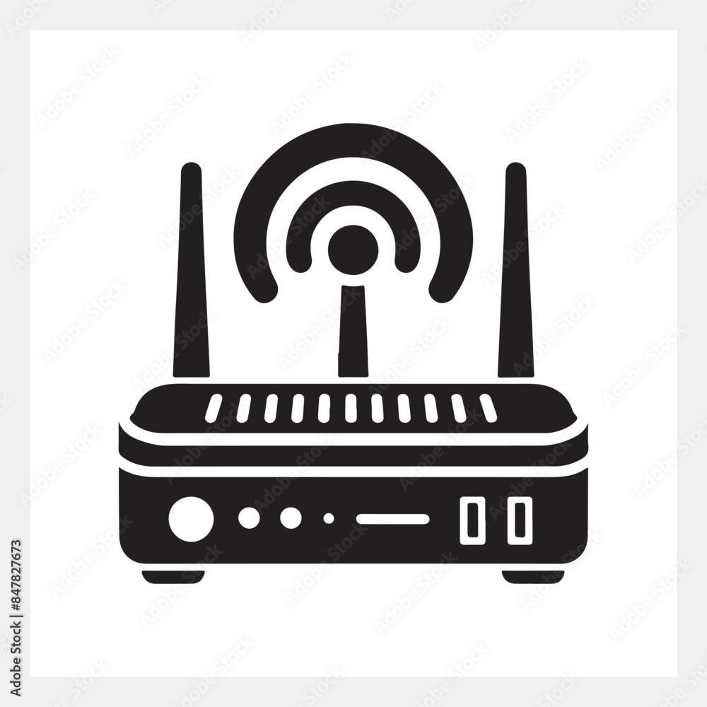 Sleek router vector silhouette: stylish black and white design for modern tech inspiration. Sleek router vector silhouette: stylish black and white design for modern tech inspiration.