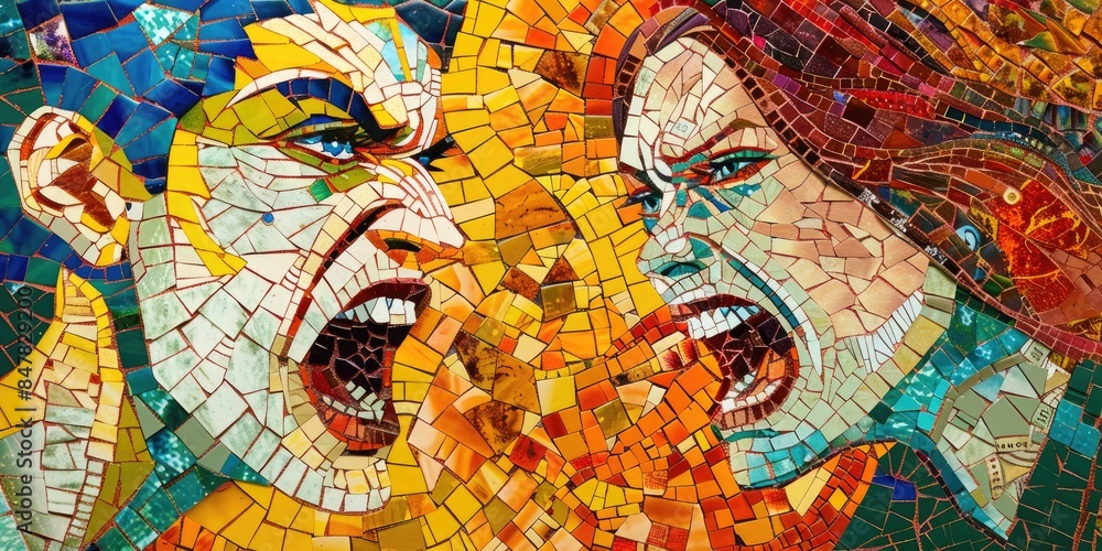 Fototapeta premium Mosaic Art Depiction of Argument