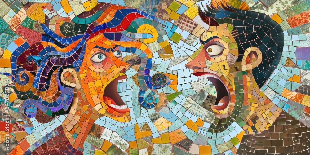 Obraz premium Artistic Mosaic of Emotional Conflict
