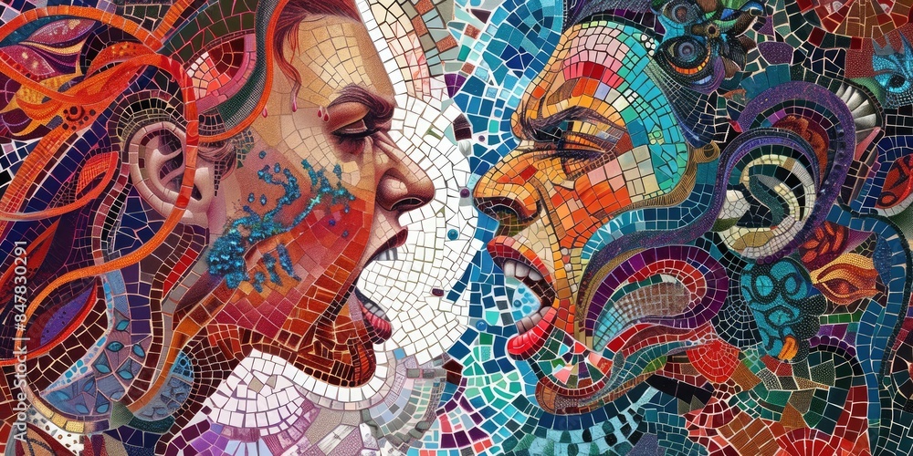 custom made wallpaper toronto digitalArtistic Mosaic of Emotional Conflict