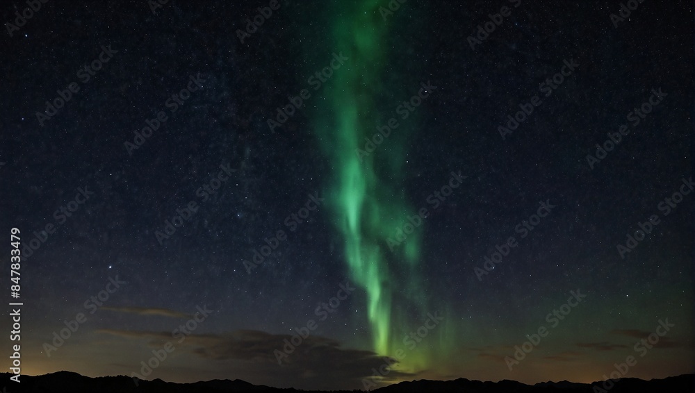 Green Northern lights on the sky