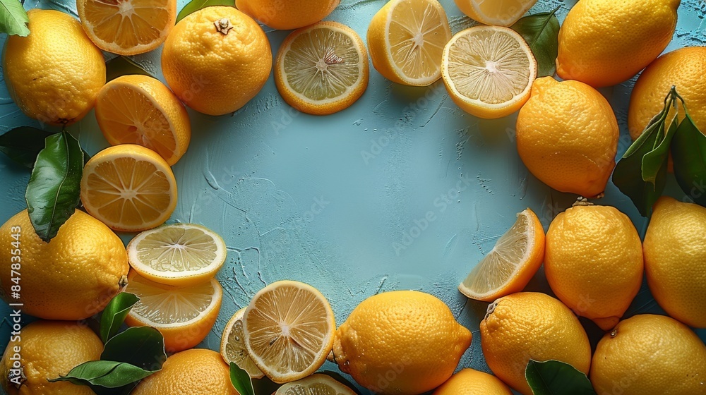 Fresh Lemons on a Colorful Background Fresh Lemons on a Colorful Background