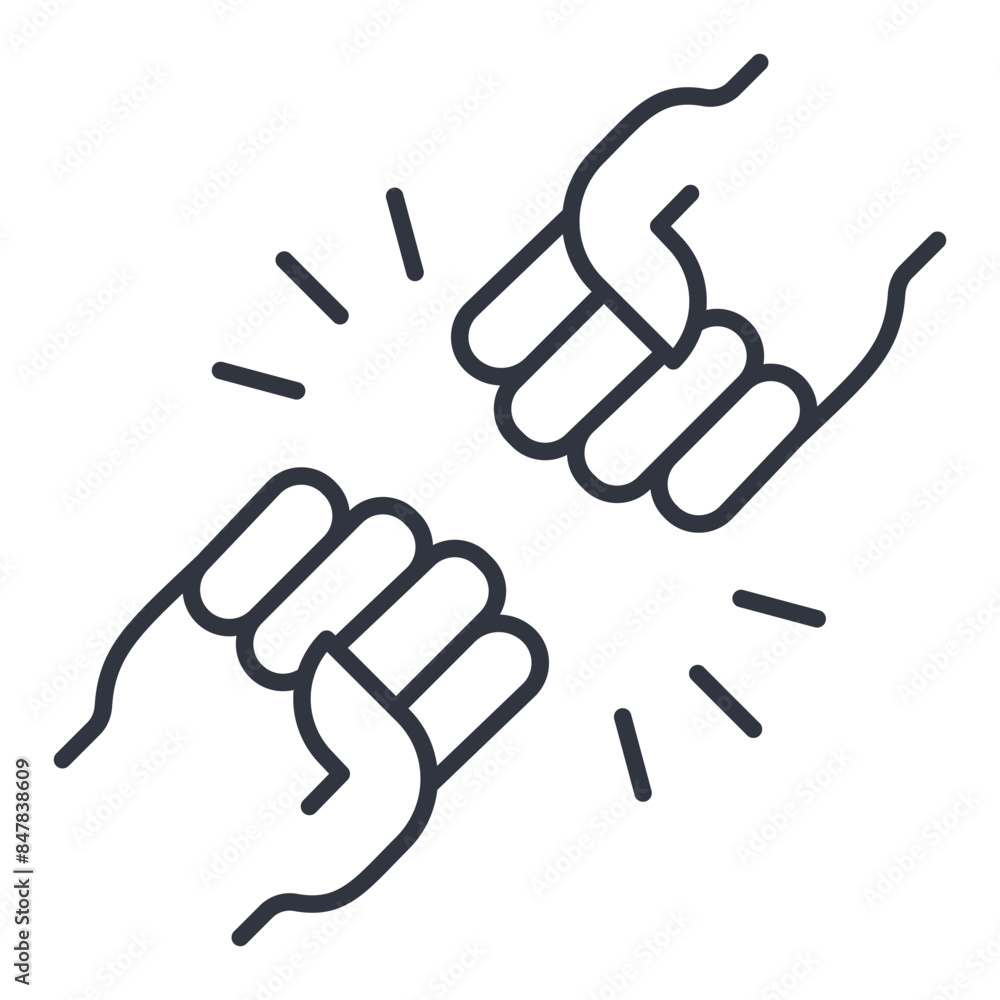 Vector line icon confrontation. Editable stroke. Punch, fight, violence, sports competition, friendly greeting. Black stock symbol isolated on white background Vector line icon confrontation. Editable stroke. Punch, fight, violence, sports competition, friendly greeting. Black stock symbol isolated on white background