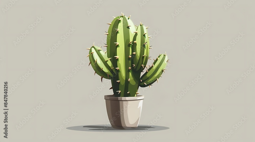 a cactus plant in a white pot casts a dark shadow a cactus plant in a white pot casts a dark shadow