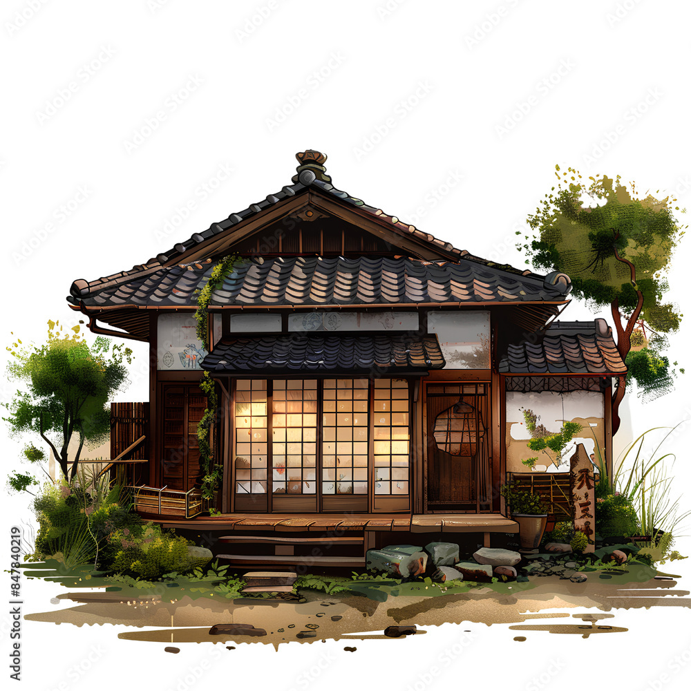 Naklejka premium Serenity in Design: The Timeless Elegance of a Japanese House