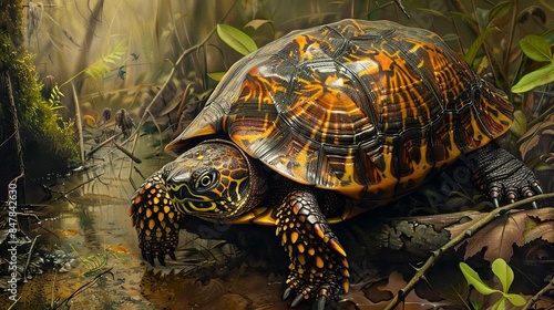 Coahuilan Box Turtle in its Natural Habitat, Native to Northern Mexico photo
