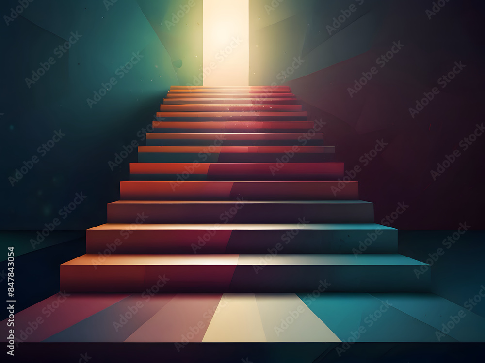 Fototapeta premium Geometric Abstract Background With Stairs