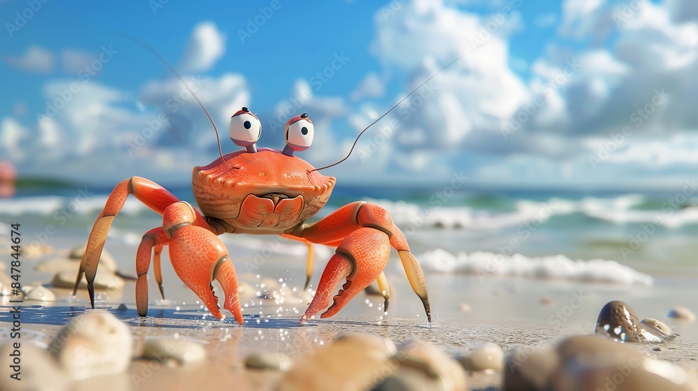 Adorable Cartoon Crab Enjoying a Sunny Day on the Beach (Generative AI Art) Adorable Cartoon Crab Enjoying a Sunny Day on the Beach (Generative AI Art)