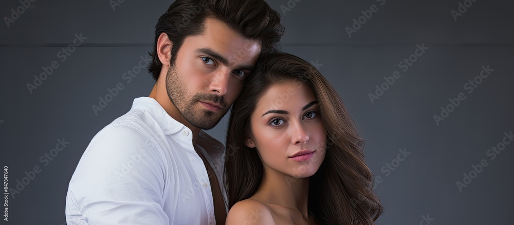 Studio shot of wedding young beautiful couple. Creative banner. Copyspace image Studio shot of wedding young beautiful couple. Creative banner. Copyspace image