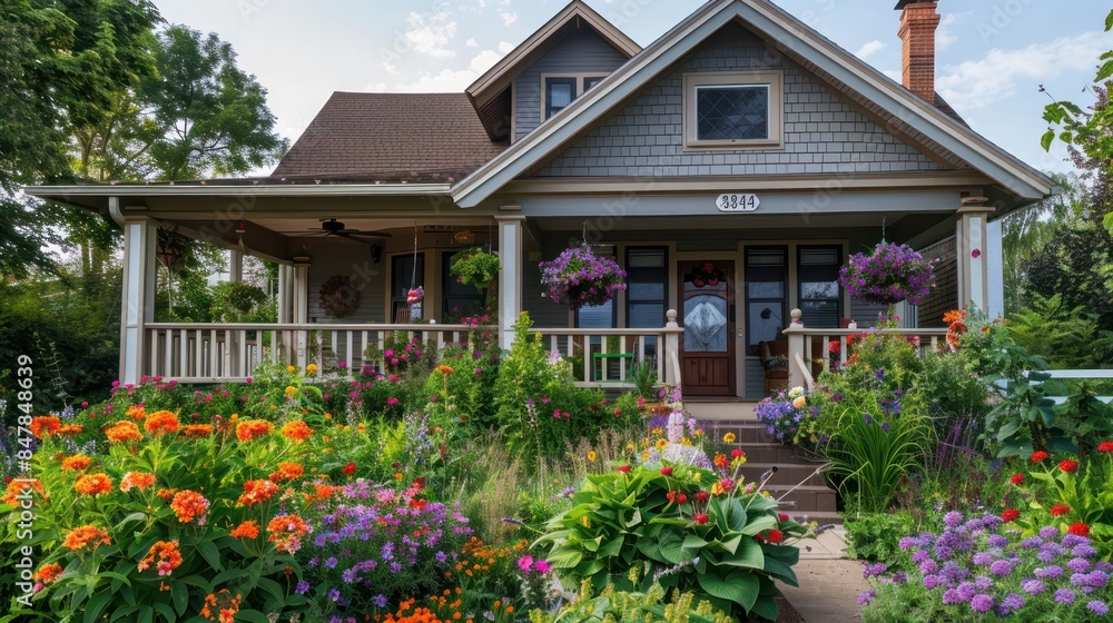 charming bungalow with a front porch, flower garden, and traditional design charming bungalow with a front porch, flower garden, and traditional design