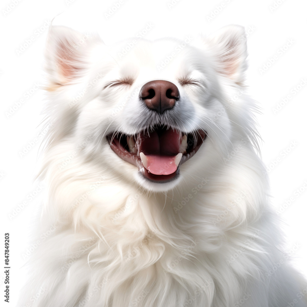 Cute Smile of Small American Eskimo Dog isolated on a transparent background Cute Smile of Small American Eskimo Dog isolated on a transparent background