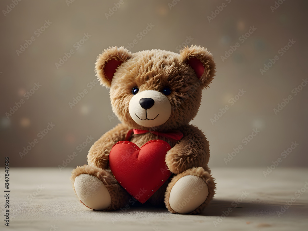 A soft bear with a big heart in his hands A soft bear with a big heart in his hands