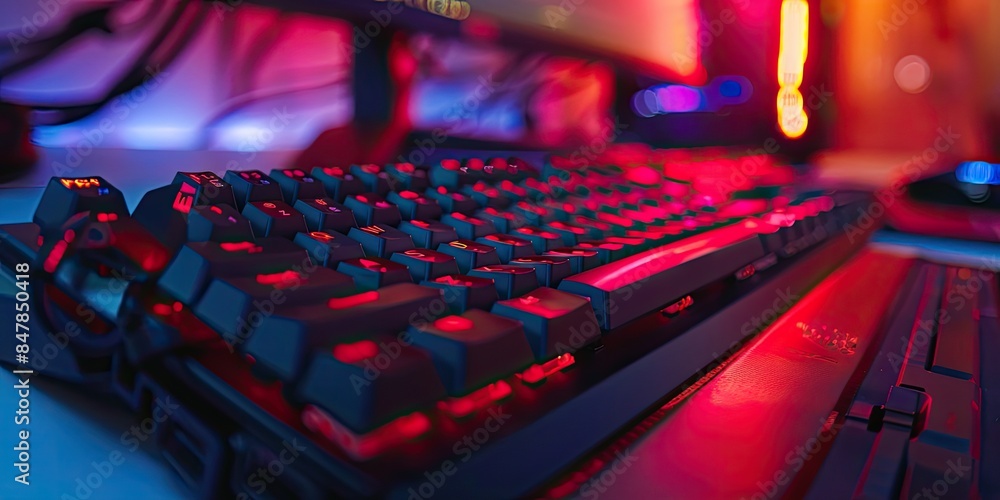 Fototapeta premium Modern Gaming Setup with Mechanical Keyboard