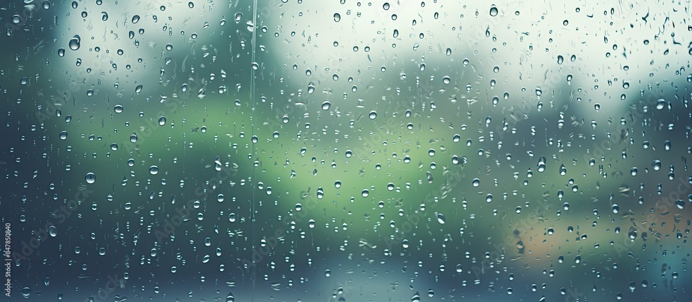 Raindrops on glass outdoor. Creative banner. Copyspace image Raindrops on glass outdoor. Creative banner. Copyspace image