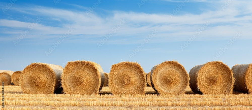 Hay bale pile. Creative banner. Copyspace image Hay bale pile. Creative banner. Copyspace image
