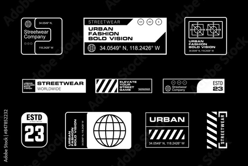 Futuristic streetwear cyberpunk shape element technology graphic vector design template