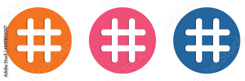 hashtag icon symbol, popular trend for social media tags - the hash icon symbol. trending explore icons, marketing promotion Advertising signs