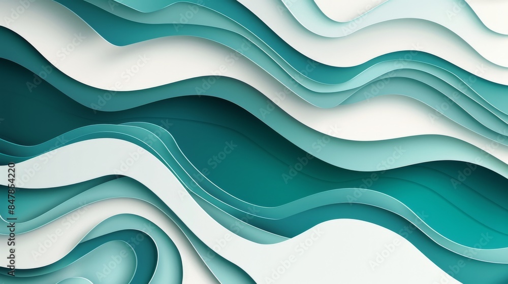 Abstract background with waves in shades of teal and white. Abstract background with waves in shades of teal and white.