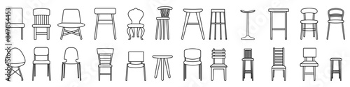 Chair icon vector set. Armchair illustration sign collection. Furniture symbol or logo.