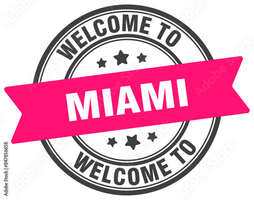 Welcome to Miami stamp. Miami round sign