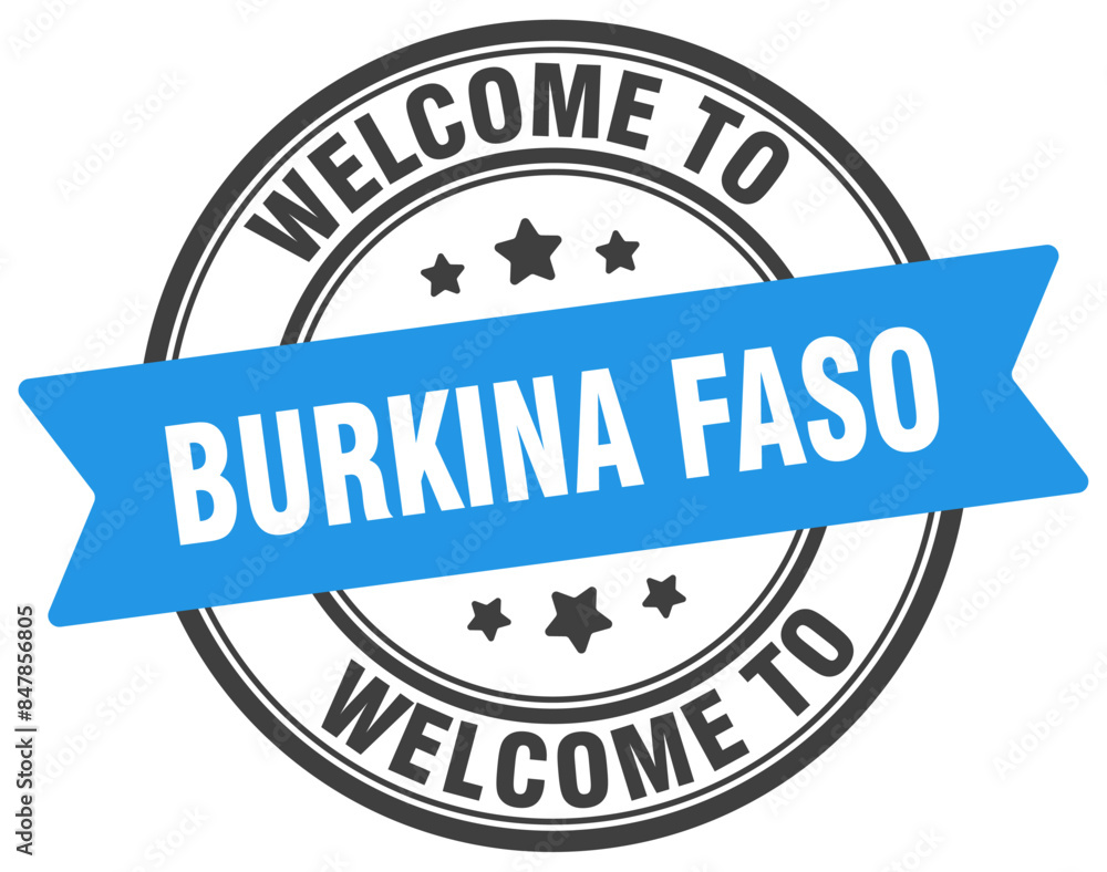 Welcome to Burkina Faso stamp. Burkina Faso round sign Welcome to Burkina Faso stamp. Burkina Faso round sign