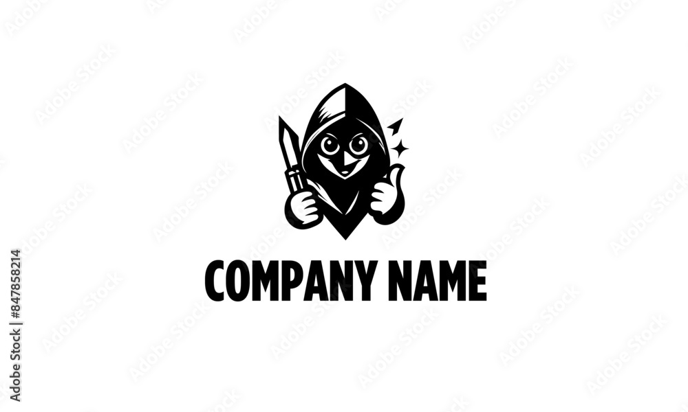 cute spartan mascot logo icon in black and white Stock Vector | Adobe Stock