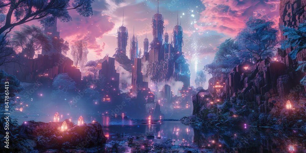Fototapeta premium Fantasy Castle on Floating Island