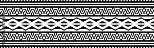 Polynesian pattern tribal tattoo border. Tribal tattoo geometric fore arm samoan band.Tattoo eps forearm samoan sleeve bracelet.Fabric seamless isolated hawaiian pattern on white background.