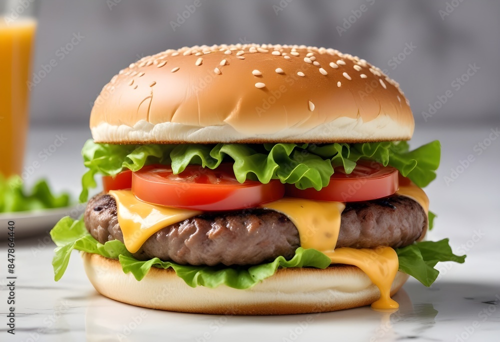 Photo of delicious hamburger isolated on white background Photo of delicious hamburger isolated on white background
