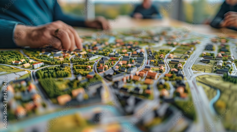 Fototapeta premium Successful regional development is achieved through close cooperation. networks municipalities, Organizations and companies to solve local challenges together. Generative AI.