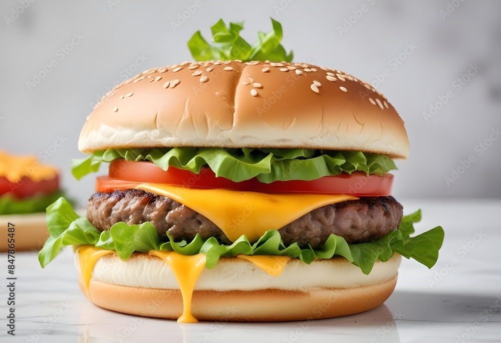 Photo of delicious hamburger isolated on white background Photo of delicious hamburger isolated on white background