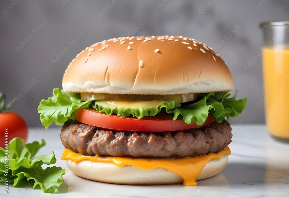 Photo of delicious hamburger isolated on white background Photo of delicious hamburger isolated on white background