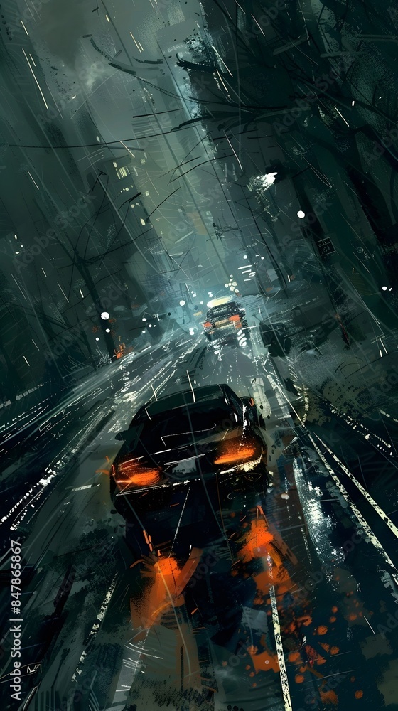 Mysterious Sketch of an Intriguing Hit and Run Accident Scene Mysterious Sketch of an Intriguing Hit and Run Accident Scene