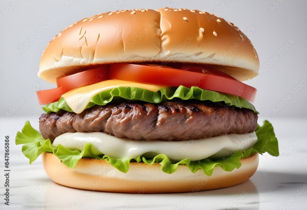 Photo of delicious hamburger isolated on white background Photo of delicious hamburger isolated on white background